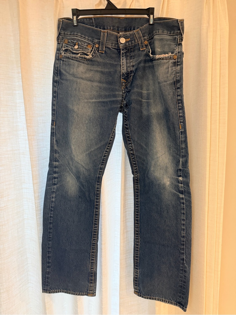 True Religion Men's Medium Blue Straight-Leg Jeans